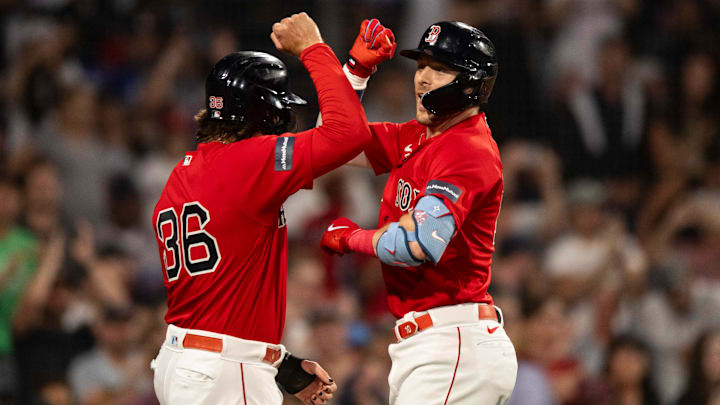 Boston Red Sox infielders Trevor Story, Triston Casas