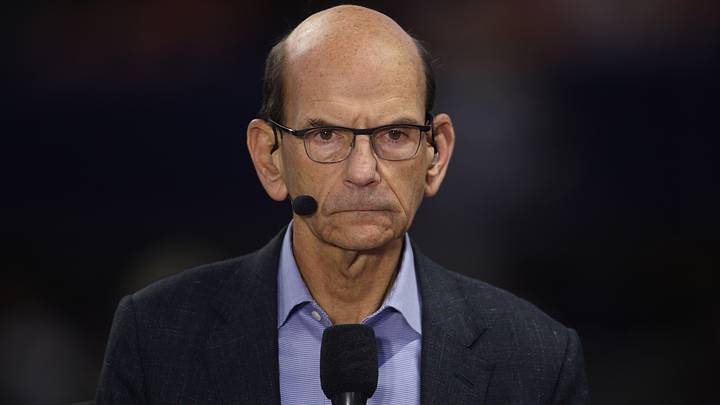Dec 7, 2024; Atlanta, GA, USA; ESPN announcer Paul Finebaum before the 2024 SEC Championship game at Mercedes-Benz Stadium. Mandatory Credit: Brett Davis-Imagn Images