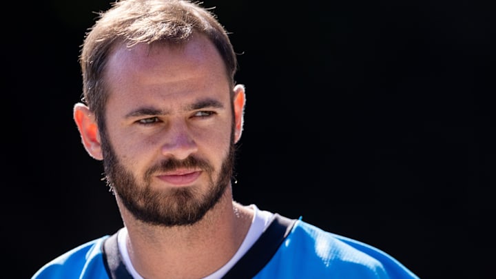 Jul 24, 2025; Charlotte, NC, USA; Carolina Panthers wide receiver Hunter Renfrow (13) heads up to training camp. Mandatory Credit: Scott Kinser-Imagn Images Jul 24, 2025; Charlotte, NC, USA; Carolina Panthers wide receiver Hunter Renfrow (13) heads up to training camp. Mandatory Credit: Scott Kinser-Imagn Images