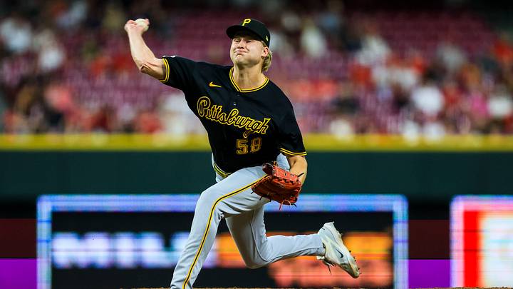 Jul 30, 2026; Cincinnati, Ohio, USA; Pittsburgh Pirates relief pitcher Noah Murdock (58) pitches against the Cincinnati Reds in the sixth inning at Great American Ball Park. Mandatory Credit: Katie Stratman-Imagn Images Jul 30, 2026; Cincinnati, Ohio, USA; Pittsburgh Pirates relief pitcher Noah Murdock (58) pitches against the Cincinnati Reds in the sixth inning at Great American Ball Park. Mandatory Credit: Katie Stratman-Imagn Images