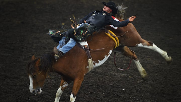 Blake Smith rides a Sutton Rodeo bronc