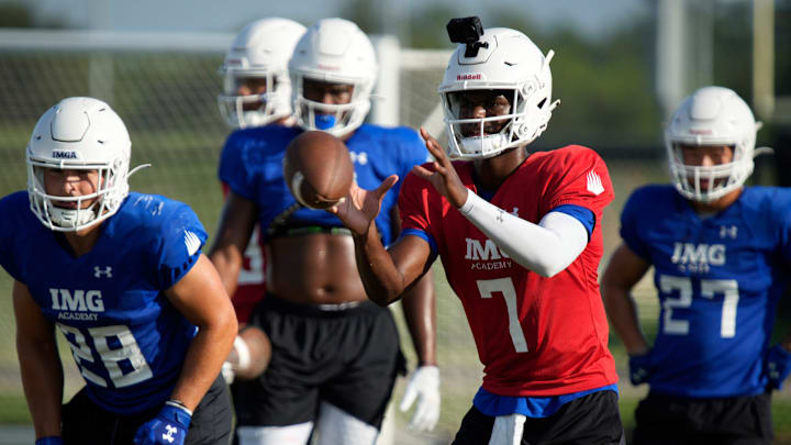 IMG Academy Jayden Wade (#7). IMG Academy held a media day practice on Friday, Aug. 1st, 2025 in Bradenton.