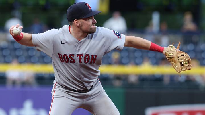 Aug 16, 2026; Pittsburgh, Pennsylvania, USA; Boston Red Sox third baseman Caleb Durbin (5) throws to first base for an out against Pittsburgh Pirates shortstop Jared Triolo (not pictured) during the eighth inning at PNC Park. Mandatory Credit: Charles LeClaire-Imagn Images Aug 16, 2026; Pittsburgh, Pennsylvania, USA; Boston Red Sox third baseman Caleb Durbin (5) throws to first base for an out against Pittsburgh Pirates shortstop Jared Triolo (not pictured) during the eighth inning at PNC Park. Mandatory Credit: Charles LeClaire-Imagn Images