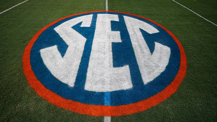 Sep 5, 2026; Gainesville, Florida, USA;  A general view of the field with the SEC logo before a game between the Florida Gators and Florida Atlantic Owls at Ben Hill Griffin Stadium.  Mandatory Credit: Matt Pendleton-Imagn Images