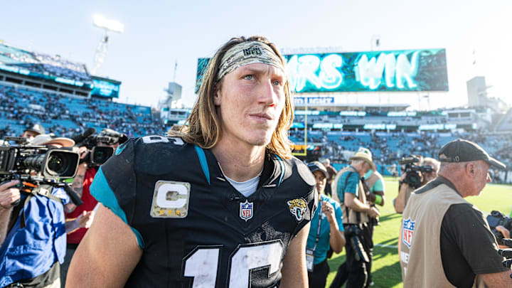 Nov 19, 2023; Jacksonville, Florida, USA; Jacksonville Jaguars quarterback Trevor Lawrence (16)