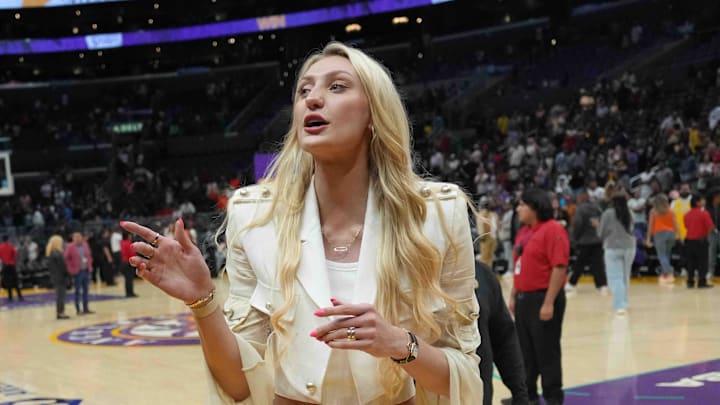 Jul 5, 2024; Los Angeles, California, USA; LA Sparks injured forward Cameron Brink leaves the floor after the game against the Las Vegas Aces at Crypto.com Arena. Mandatory Credit: Kirby Lee-Imagn Images