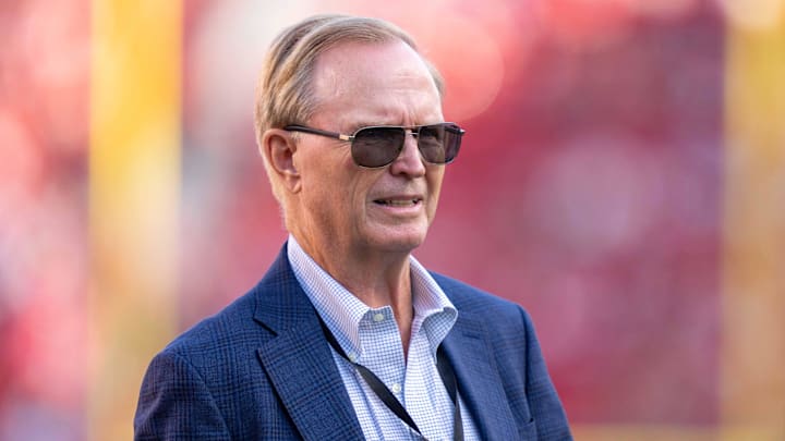 September 21, 2023; Santa Clara, California, USA; New York Giants co-owner John Mara before the game