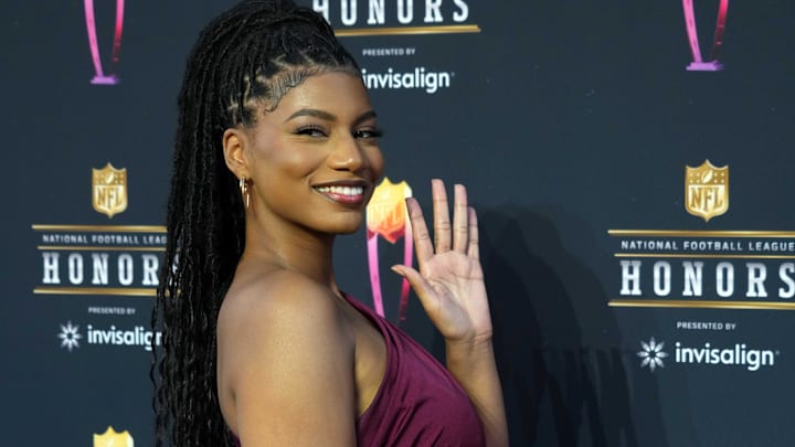 Taylor Rooks appears on the red carpet prior to the NFL Honors awards presentation at YouTube Theater. Taylor Rooks appears on the red carpet prior to the NFL Honors awards presentation at YouTube Theater.