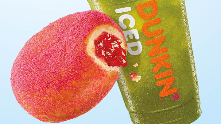 Kiwi Watermelon Dunkin' Refresher & Watermelon Burst Donut