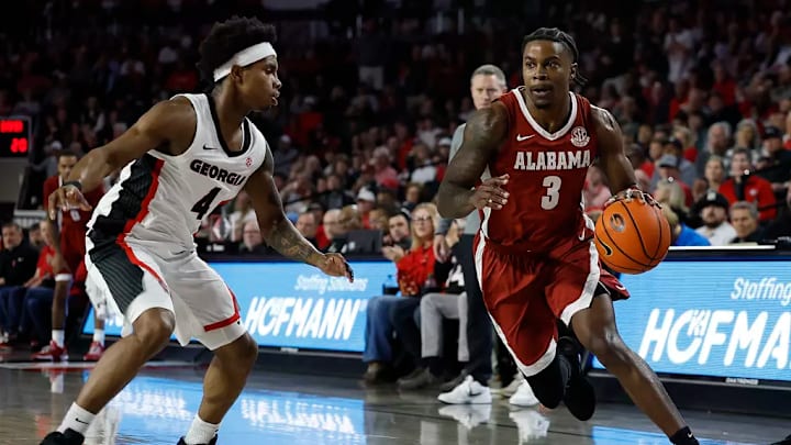 Alabama guard Latrell Wrightsell Jr. (3) in action against Georgia at Stegeman Coliseum in Athens, GA on Tuesday, Mar 3, 2026. Alabama guard Latrell Wrightsell Jr. (3) in action against Georgia at Stegeman Coliseum in Athens, GA on Tuesday, Mar 3, 2026.