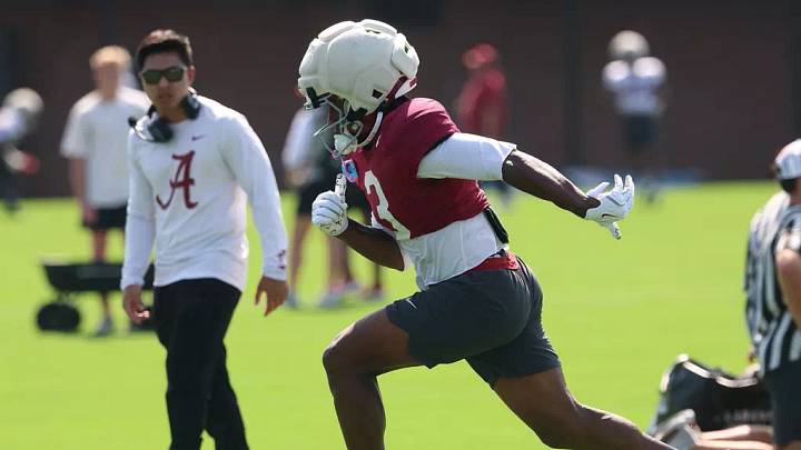 8/17/26 MFB Fall Camp Practice 10 Alabama Wide Receiver Lotzeir Brooks (3)