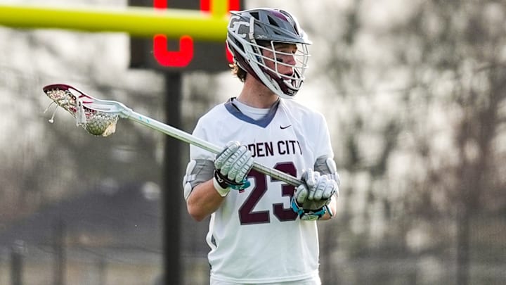 Senior Merit Ruckh competes for the Garden City boys lacrosse team this season.