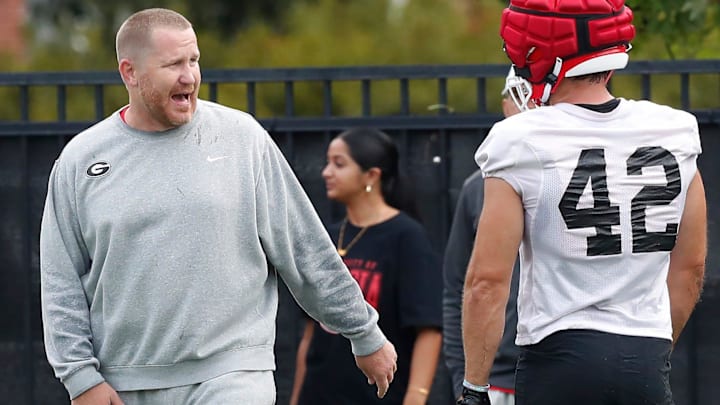 Georgia Co-Defensive Glenn Schumann at the first day fall football camp 