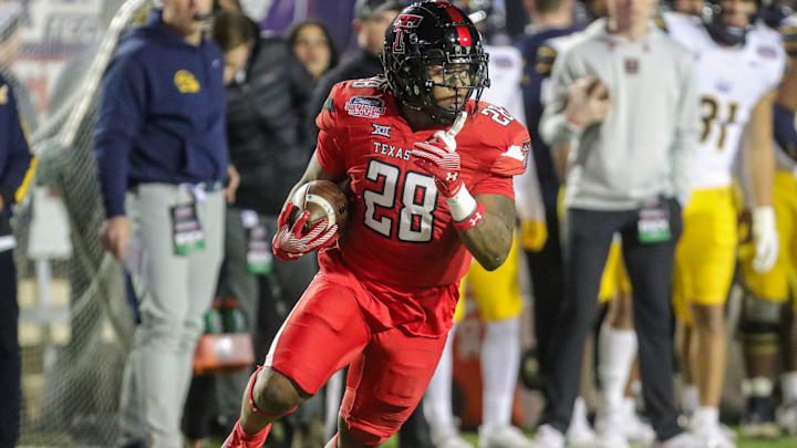 Texas Tech running back Tahj Brooks (28) rushing the football during the 47th Radience Technology Independence Bowl Saturday evening, December 16, 2023, in Shreveport, La.