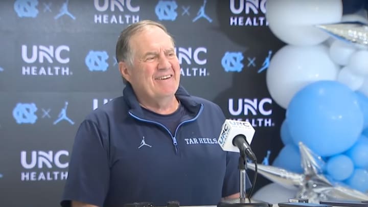 Bill Belichick jokes about his book being a big seller on Father's Day during a UNC press conference.