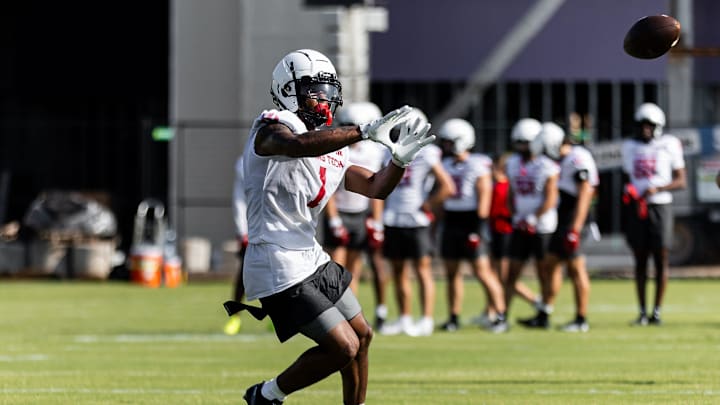 Texas Tech’s Micah Hudson practices for the fall season, Wednesday, July 31, 2024 at the Sports Performance Center.