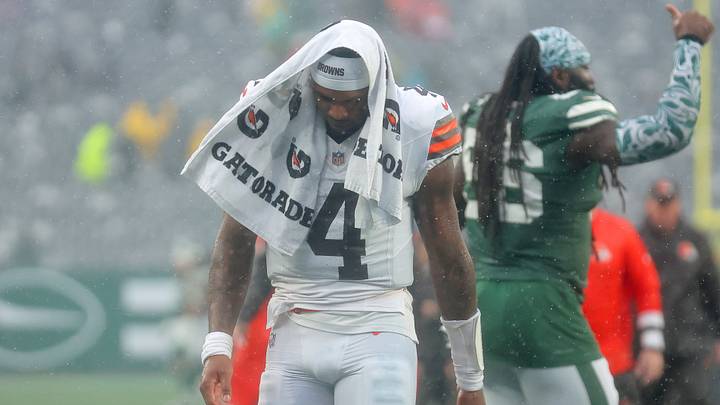 Oct 11, 2026; East Rutherford, New Jersey, USA; Cleveland Browns quarterback Deshaun Watson (4) walks off the field after losing to the New York Jets at MetLife Stadium. Mandatory Credit: Brad Penner-Imagn Images Oct 11, 2026; East Rutherford, New Jersey, USA; Cleveland Browns quarterback Deshaun Watson (4) walks off the field after losing to the New York Jets at MetLife Stadium. Mandatory Credit: Brad Penner-Imagn Images