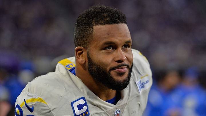 Los Angeles Rams defensive end Aaron Donald. Los Angeles Rams defensive end Aaron Donald.