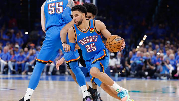 Oklahoma City Thunder guard Ajay Mitchell.