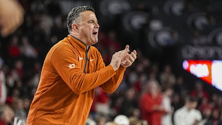 Texas Longhorns head coach Sean Miller reacts during the game against the Georgia Bulldogs during the first half at Stegeman Coliseum. Texas Longhorns head coach Sean Miller reacts during the game against the Georgia Bulldogs during the first half at Stegeman Coliseum.