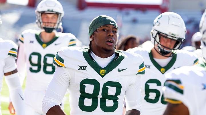 Nov 22, 2025; Tucson, Arizona, USA; Baylor Bears wide receiver Taz Williams Jr. (88) against the Arizona Wildcats at Casino Del Sol Stadium. Mandatory Credit: Mark J. Rebilas-Imagn Images Nov 22, 2025; Tucson, Arizona, USA; Baylor Bears wide receiver Taz Williams Jr. (88) against the Arizona Wildcats at Casino Del Sol Stadium. Mandatory Credit: Mark J. Rebilas-Imagn Images