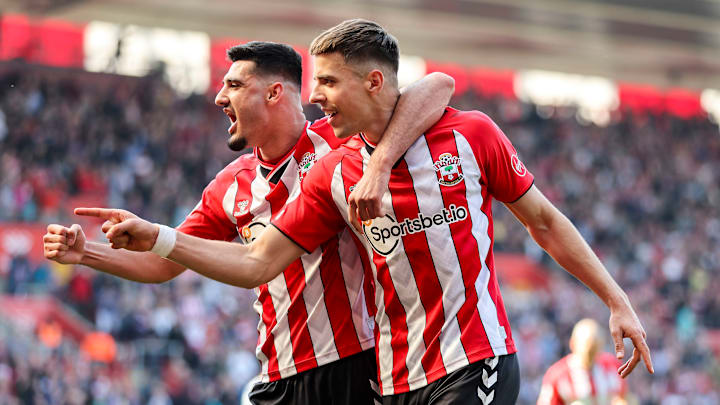 Jan Bednarek (right) and Armando Broja celebrate the game's only goal in Southampton's 1-0 win over Arsenal Jan Bednarek (right) and Armando Broja celebrate the game's only goal in Southampton's 1-0 win over Arsenal