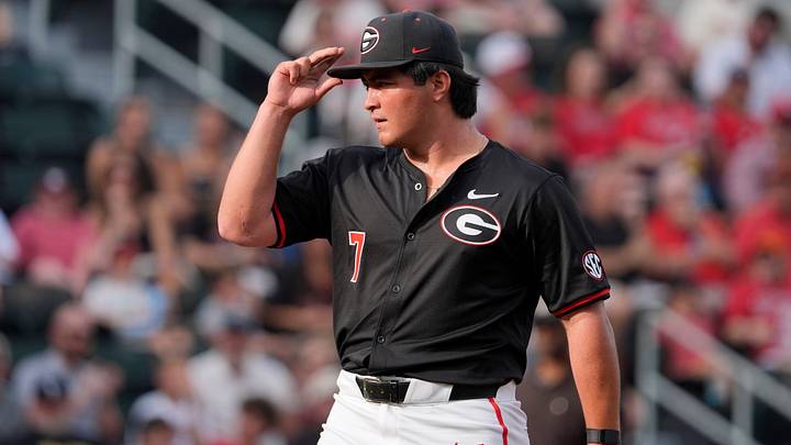 Georgia pitcher Brian Curley (7) gets set to pitch during a NCAA baseball game against Texas A&M in Athens, Ga., on Friday, May 16, 2025. Georgia pitcher Brian Curley (7) gets set to pitch during a NCAA baseball game against Texas A&M in Athens, Ga., on Friday, May 16, 2025.
