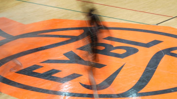 July 16, 2025; North Augusta, South Carolina, USA; Athletes run on the court during the NY Rens and Florida Rebels game at the Nike EYBL Peach Jam at Riverview Park Activities Center. The NY Rens won 87-74. Mandatory Credit: Katie Goodale - Augusta Chronicle/USA TODAY NETWORK