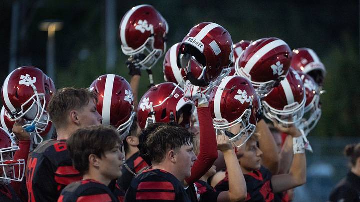 North Eugene players wait for a kickoff against Caldera for the start of the game at North Eugene High School Sept. 11, 2026. North Eugene players wait for a kickoff against Caldera for the start of the game at North Eugene High School Sept. 11, 2026.