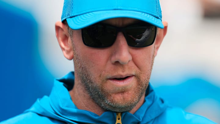 Jacksonville Jaguars head coach Liam Coen walks on the field before an NFL football matchup at EverBank Stadium, Sunday, Sept. 7, 2025 in Jacksonville, Fla. [Corey Perrine/Florida Times-Union]
