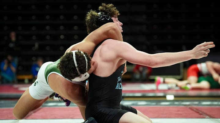 Delbarton Green Wave Jayden James wrestles CBA Colt Brendan Boyer at Jersey Mike's Arena, Feb 22, 2026, Piscataway, NJ, USA. James was chosen to represent the USA All-Star at the Pittsburgh Wrestling Classic on March 28 at Peters Township High School.