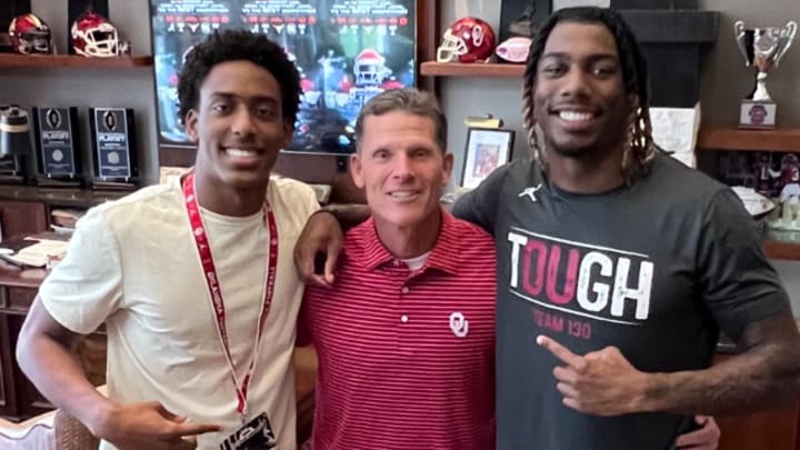 2025 LB Dawson Merritt with Brent Venables 2025 LB Dawson Merritt with Brent Venables