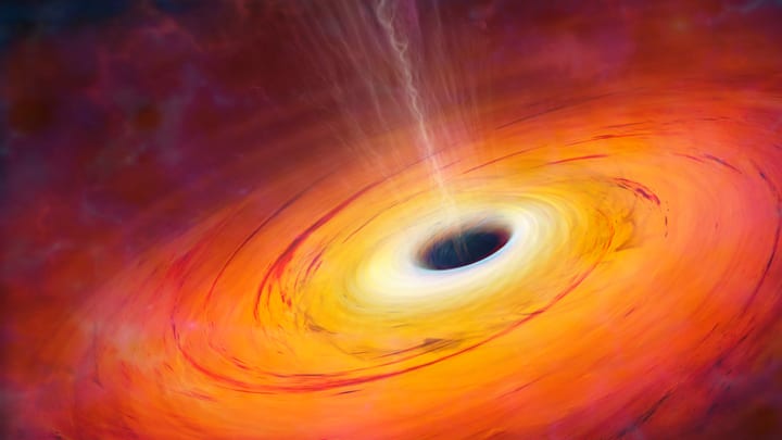 An artist’s rendering of a black hole.