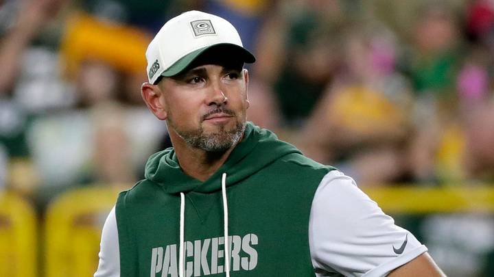 Green Bay Packers head coach Matt LaFleur during Green Bay Packers Family Night. Green Bay Packers head coach Matt LaFleur during Green Bay Packers Family Night.
