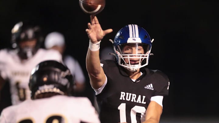 Washburn Rural passes the ball during the game against Topeka High at Washburn Rural High School on Oct. 3, 2025.