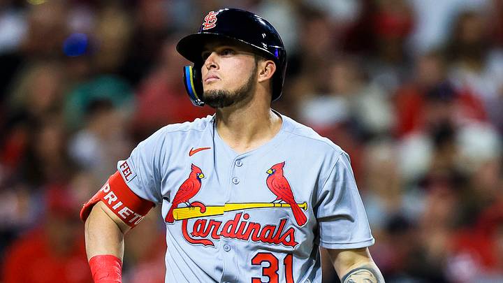 Aug 29, 2025; Cincinnati, Ohio, USA; St. Louis Cardinals pinch hitter Cesar Prieto (31) at bat in the tenth inning against the Cincinnati Reds at Great American Ball Park. Mandatory Credit: Katie Stratman-Imagn Images Aug 29, 2025; Cincinnati, Ohio, USA; St. Louis Cardinals pinch hitter Cesar Prieto (31) at bat in the tenth inning against the Cincinnati Reds at Great American Ball Park. Mandatory Credit: Katie Stratman-Imagn Images