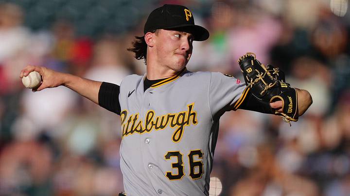 Jun 19, 2026; Denver, Colorado, USA; Pittsburgh Pirates starting pitcher Bubba Chandler (36) delivers a pitch in the first inning against the Colorado Rockies at Coors Field. Mandatory Credit: Ron Chenoy-Imagn Images