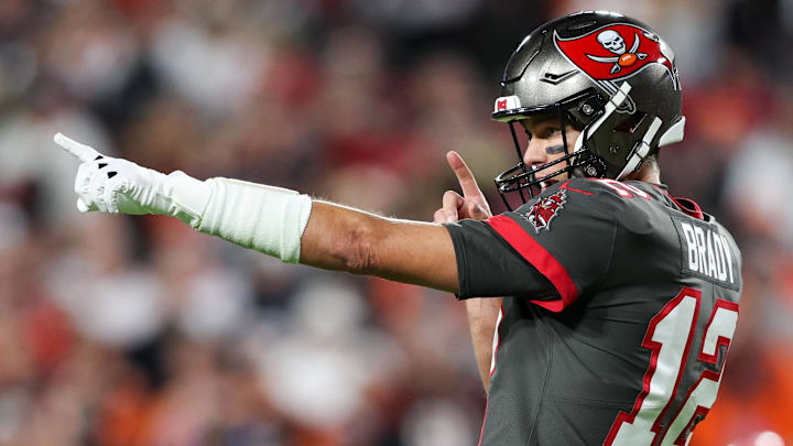 Tampa Bay Buccaneers quarterback Tom Brady signals a first down in their previous game vs. the Cincinnati Bengals.