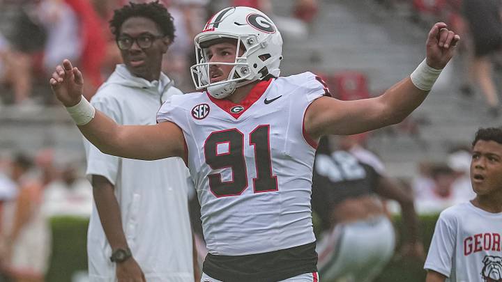 Sep 12, 2026; Athens, Georgia, USA; Georgia Bulldogs kicker Peyton Woodring (91) warms up on the field prior to the game against the Western Kentucky Hilltoppers at Sanford Stadium. Mandatory Credit: Dale Zanine-Imagn Images
