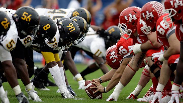 Dec 3, 2011; Houston, TX, USA; General view of the line of scrimmage during a game between the Houston Cougars and Southern Mississippi Golden Eagles in the second quarter at Robertson Stadium. Mandatory Credit: Brett Davis-USA TODAY Sports Dec 3, 2011; Houston, TX, USA; General view of the line of scrimmage during a game between the Houston Cougars and Southern Mississippi Golden Eagles in the second quarter at Robertson Stadium. Mandatory Credit: Brett Davis-USA TODAY Sports
