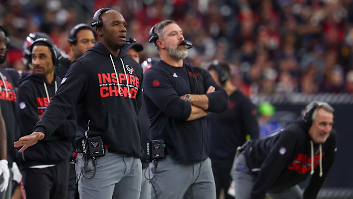 Dec 14, 2025; Houston, Texas, USA; Houston Texans head coach DeMeco Ryans coaches against the Arizona Cardinals in the first quarter at NRG Stadium. Mandatory Credit: Thomas Shea-Imagn Images Dec 14, 2025; Houston, Texas, USA; Houston Texans head coach DeMeco Ryans coaches against the Arizona Cardinals in the first quarter at NRG Stadium. Mandatory Credit: Thomas Shea-Imagn Images