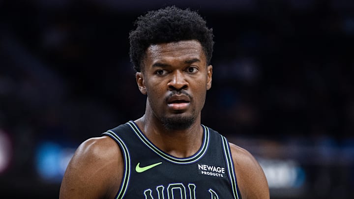 Jan 16, 2026; Indianapolis, Indiana, USA;  New Orleans Pelicans center Yves Missi (21) in the first half against the Indiana Pacers at Gainbridge Fieldhouse. Mandatory Credit: Trevor Ruszkowski-Imagn Images