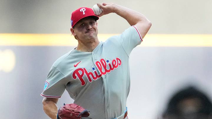 Jun 12, 2026; Milwaukee, Wisconsin, USA; Philadelphia Phillies pitcher Tanner Banks (58) delivers a pitch against the Milwaukee Brewers on the first inning at American Family Field. Mandatory Credit: Michael McLoone-Imagn Images