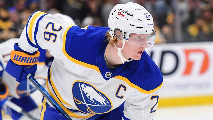 Apr 26, 2026; Boston, Massachusetts, USA; Buffalo Sabres defenseman Rasmus Dahlin (26) gets set for a face-off during the third period in game four of the first round of the 2026 Stanley Cup Playoffs at TD Garden. Mandatory Credit: Bob DeChiara-Imagn Images Apr 26, 2026; Boston, Massachusetts, USA; Buffalo Sabres defenseman Rasmus Dahlin (26) gets set for a face-off during the third period in game four of the first round of the 2026 Stanley Cup Playoffs at TD Garden. Mandatory Credit: Bob DeChiara-Imagn Images