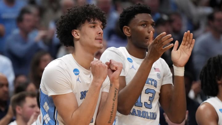 UNC basketball forwards Zayden High and Jalen Washington