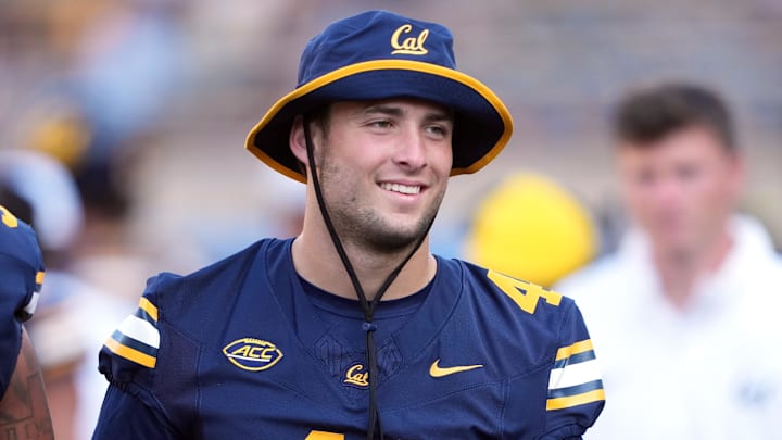 Aug 31, 2024; Berkeley, California, USA; California Golden Bears linebacker Luke Ferrelli (41) during the fourth quarter against the UC Davis Aggies at California Memorial Stadium. Mandatory Credit: Darren Yamashita-Imagn Images