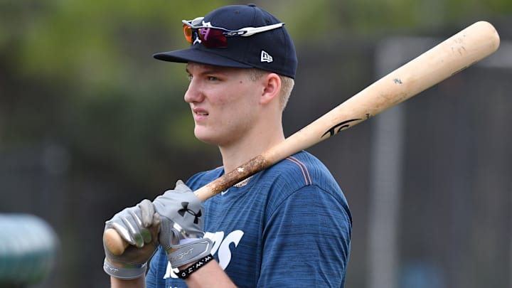 Detroit Tigers prospect Parker Meadows shown at Spring Training during a workout. 