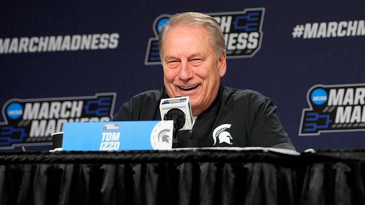 Mar 18, 2026; Buffalo, NY, USA; Michigan State Spartans Head Coach Tom Izzo answers questions during a press conference prior to a practice session ahead of the first round of the men's 2026 NCAA Tournament at Keybank Center. Mandatory Credit: Gregory Fisher-Imagn Images Mar 18, 2026; Buffalo, NY, USA; Michigan State Spartans Head Coach Tom Izzo answers questions during a press conference prior to a practice session ahead of the first round of the men's 2026 NCAA Tournament at Keybank Center. Mandatory Credit: Gregory Fisher-Imagn Images