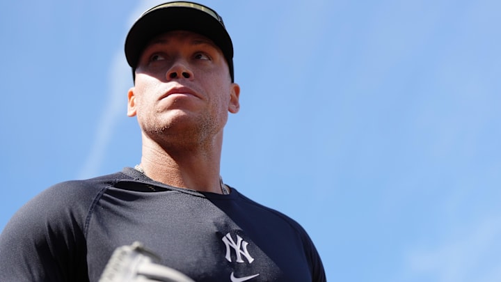 Mar 25, 2026; San Francisco, California, USA; New York Yankees right fielder Aaron Judge (99) walks on the field before the start of the game against the San Francisco Giants at Oracle Park. Mandatory Credit: Cary Edmondson-Imagn Images