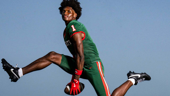 Lawrence North’s Monshun Sales poses for a photo Thursday, July 24, 2025, at Decatur Central High School in Indianapolis.